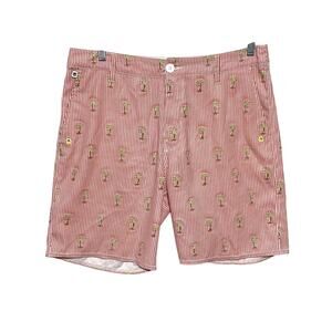 Sperry Palm Trees Red White Striped Swim Shorts Mens 32 Beach Vacation Resort